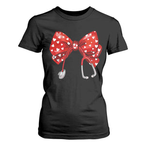 Nurse Coquette Valentine Heart T Shirt For Women Gift For Healthcare Professionals Bow TS10 Black Print Your Wear