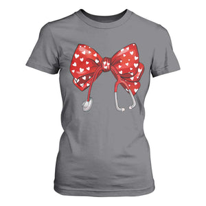 Nurse Coquette Valentine Heart T Shirt For Women Gift For Healthcare Professionals Bow TS10 Charcoal Print Your Wear