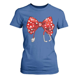 Nurse Coquette Valentine Heart T Shirt For Women Gift For Healthcare Professionals Bow TS10 Royal Blue Print Your Wear