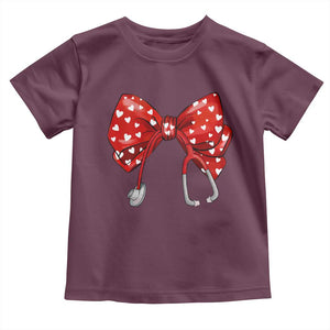 Nurse Coquette Valentine Heart Toddler T Shirt Gift For Healthcare Professionals Bow TS10 Maroon Print Your Wear