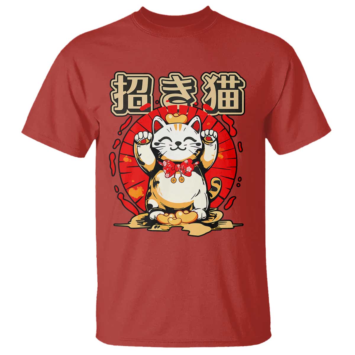 Maneki Neko T Shirt Kawaii Japanese Lucky Cat TS10 Red Print Your Wear