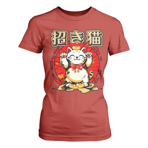 Maneki Neko T Shirt For Women Kawaii Japanese Lucky Cat TS10 Red Print Your Wear