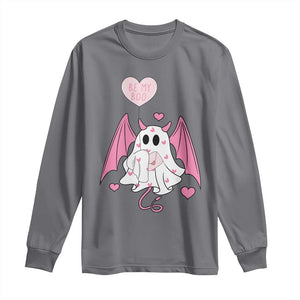 Valentines Ghost Long Sleeve Shirt Be My Boo Cute Funny TS10 Charcoal Print Your Wear