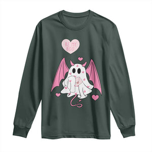 Valentines Ghost Long Sleeve Shirt Be My Boo Cute Funny TS10 Dark Forest Green Print Your Wear