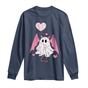 Valentines Ghost Long Sleeve Shirt Be My Boo Cute Funny TS10 Navy Print Your Wear