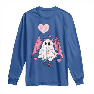 Valentines Ghost Long Sleeve Shirt Be My Boo Cute Funny TS10 Royal Blue Print Your Wear