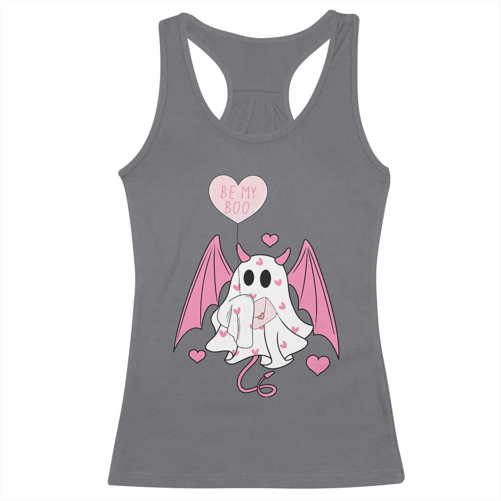 Valentines Ghost Racerback Tank Top Be My Boo Cute Funny TS10 Charcoal Print Your Wear