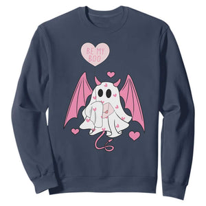 Valentines Ghost Sweatshirt Be My Boo Cute Funny TS10 Navy Print Your Wear