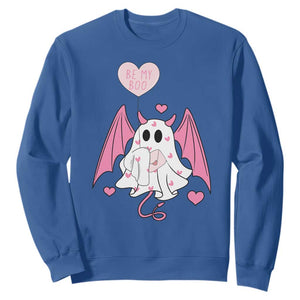 Valentines Ghost Sweatshirt Be My Boo Cute Funny TS10 Royal Blue Print Your Wear