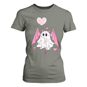 Valentines Ghost T Shirt For Women Be My Boo Cute Funny TS10 Military Green Print Your Wear