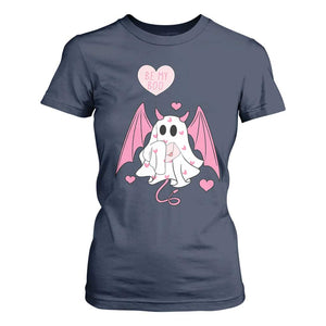 Valentines Ghost T Shirt For Women Be My Boo Cute Funny TS10 Navy Print Your Wear