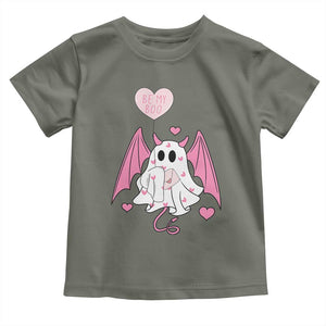 Valentines Ghost Toddler T Shirt Be My Boo Cute Funny TS10 Military Green Print Your Wear