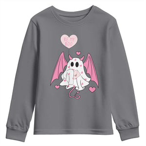 Valentines Ghost Youth Sweatshirt Be My Boo Cute Funny TS10 Charcoal Print Your Wear