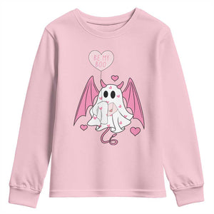 Valentines Ghost Youth Sweatshirt Be My Boo Cute Funny TS10 Light Pink Print Your Wear