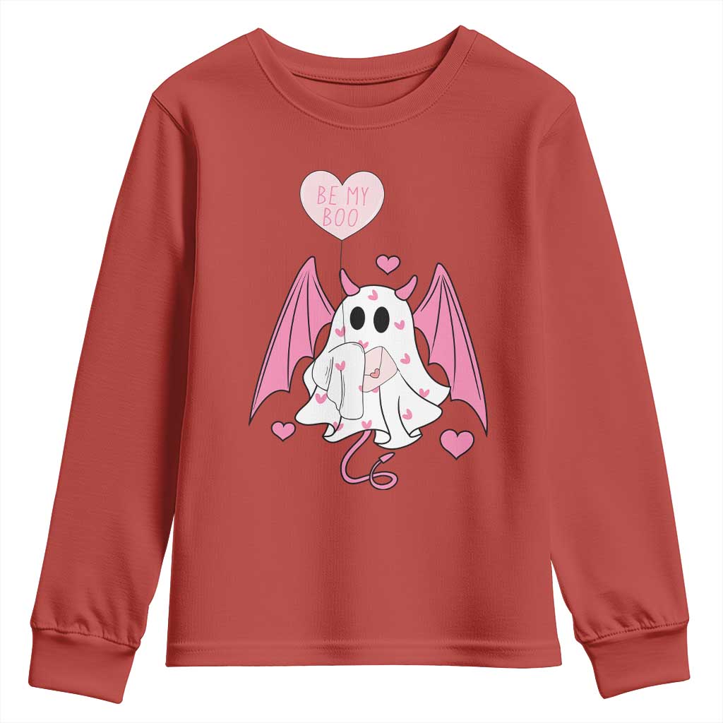 Valentines Ghost Youth Sweatshirt Be My Boo Cute Funny TS10 Red Print Your Wear