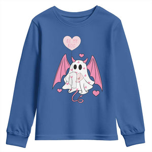 Valentines Ghost Youth Sweatshirt Be My Boo Cute Funny TS10 Royal Blue Print Your Wear