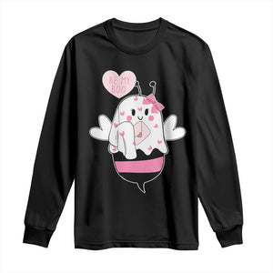 Valentines Ghost Long Sleeve Shirt Be My Boo Bee Boobee Coquette Cute Funny TS10 Black Print Your Wear