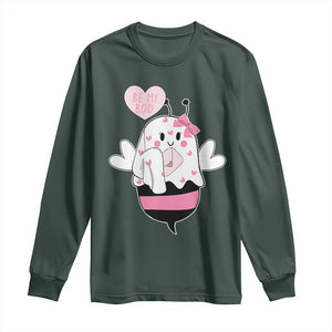 Valentines Ghost Long Sleeve Shirt Be My Boo Bee Boobee Coquette Cute Funny TS10 Dark Forest Green Print Your Wear