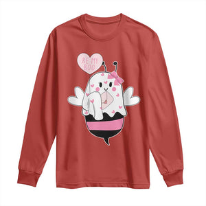 Valentines Ghost Long Sleeve Shirt Be My Boo Bee Boobee Coquette Cute Funny TS10 Red Print Your Wear