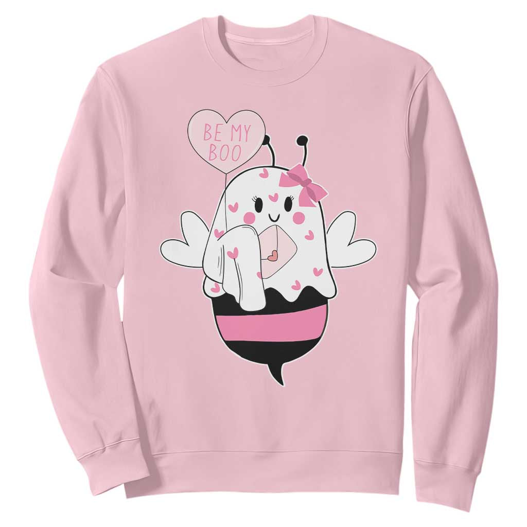 Valentines Ghost Sweatshirt Be My Boo Bee Boobee Coquette Cute Funny TS10 Light Pink Print Your Wear