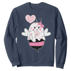 Valentines Ghost Sweatshirt Be My Boo Bee Boobee Coquette Cute Funny TS10 Navy Print Your Wear