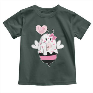 Valentines Ghost Toddler T Shirt Be My Boo Bee Boobee Coquette Cute Funny TS10 Dark Forest Green Print Your Wear