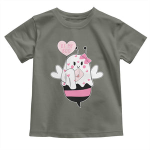 Valentines Ghost Toddler T Shirt Be My Boo Bee Boobee Coquette Cute Funny TS10 Military Green Print Your Wear