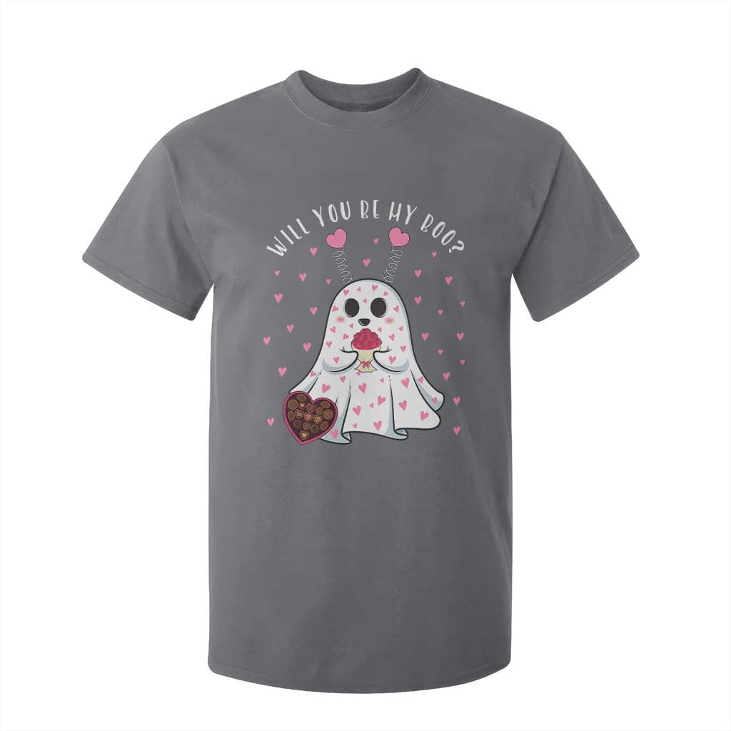 Valentines Ghost T Shirt For Kid Will You Be My Boo Cute Funny TS10 Charcoal Print Your Wear