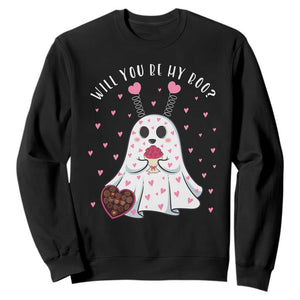 Valentines Ghost Sweatshirt Will You Be My Boo Cute Funny TS10 Black Print Your Wear