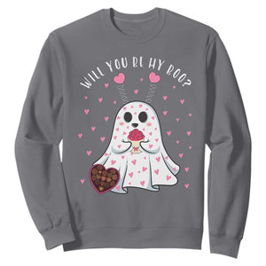 Valentines Ghost Sweatshirt Will You Be My Boo Cute Funny TS10 Charcoal Print Your Wear