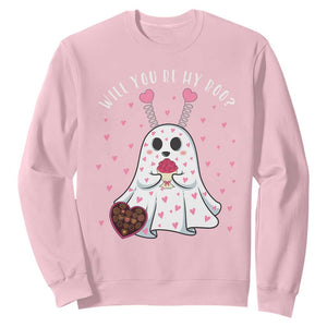 Valentines Ghost Sweatshirt Will You Be My Boo Cute Funny TS10 Light Pink Print Your Wear