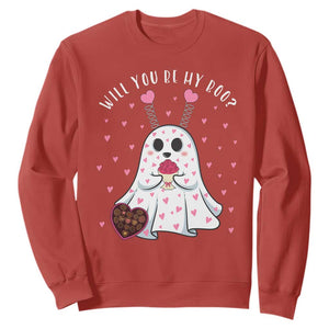 Valentines Ghost Sweatshirt Will You Be My Boo Cute Funny TS10 Red Print Your Wear