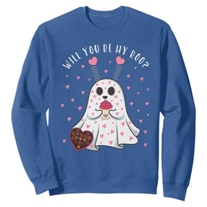 Valentines Ghost Sweatshirt Will You Be My Boo Cute Funny TS10 Royal Blue Print Your Wear