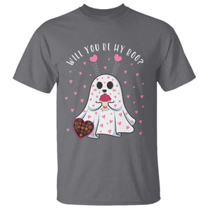 Valentines Ghost T Shirt Will You Be My Boo Cute Funny TS10 Charcoal Print Your Wear