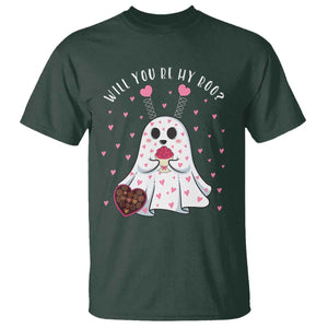 Valentines Ghost T Shirt Will You Be My Boo Cute Funny TS10 Dark Forest Green Print Your Wear