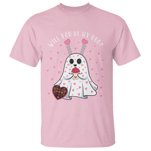 Valentines Ghost T Shirt Will You Be My Boo Cute Funny TS10 Light Pink Print Your Wear