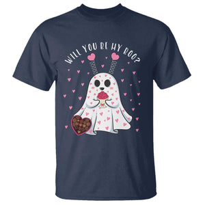 Valentines Ghost T Shirt Will You Be My Boo Cute Funny TS10 Navy Print Your Wear