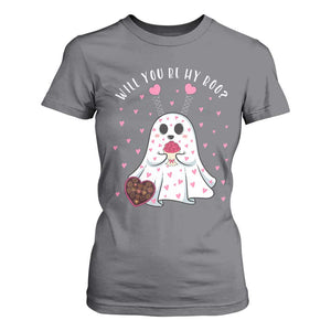 Valentines Ghost T Shirt For Women Will You Be My Boo Cute Funny TS10 Charcoal Print Your Wear