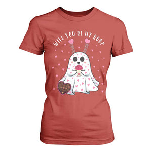 Valentines Ghost T Shirt For Women Will You Be My Boo Cute Funny TS10 Red Print Your Wear