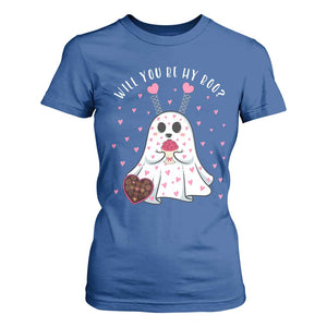 Valentines Ghost T Shirt For Women Will You Be My Boo Cute Funny TS10 Royal Blue Print Your Wear