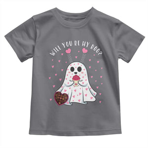 Valentines Ghost Toddler T Shirt Will You Be My Boo Cute Funny TS10 Charcoal Print Your Wear