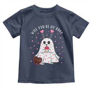 Valentines Ghost Toddler T Shirt Will You Be My Boo Cute Funny TS10 Navy Print Your Wear