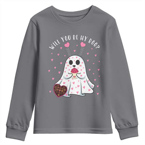 Valentines Ghost Youth Sweatshirt Will You Be My Boo Cute Funny TS10 Charcoal Print Your Wear