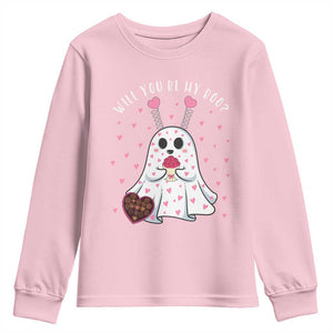 Valentines Ghost Youth Sweatshirt Will You Be My Boo Cute Funny TS10 Light Pink Print Your Wear