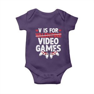 Valentines Day Gamers Baby Onesie V Is For Video Games TS10 Purple Print Your Wear