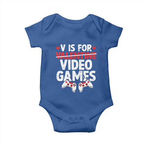 Valentines Day Gamers Baby Onesie V Is For Video Games TS10 Royal Blue Print Your Wear