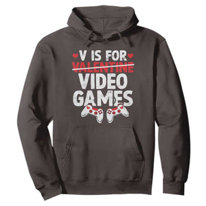 Valentines Day Gamers Hoodie V Is For Video Games TS10 Dark Chocolate Print Your Wear