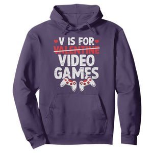 Valentines Day Gamers Hoodie V Is For Video Games TS10 Purple Print Your Wear