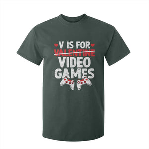 Valentines Day Gamers T Shirt For Kid V Is For Video Games TS10 Dark Forest Green Print Your Wear