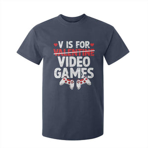 Valentines Day Gamers T Shirt For Kid V Is For Video Games TS10 Navy Print Your Wear